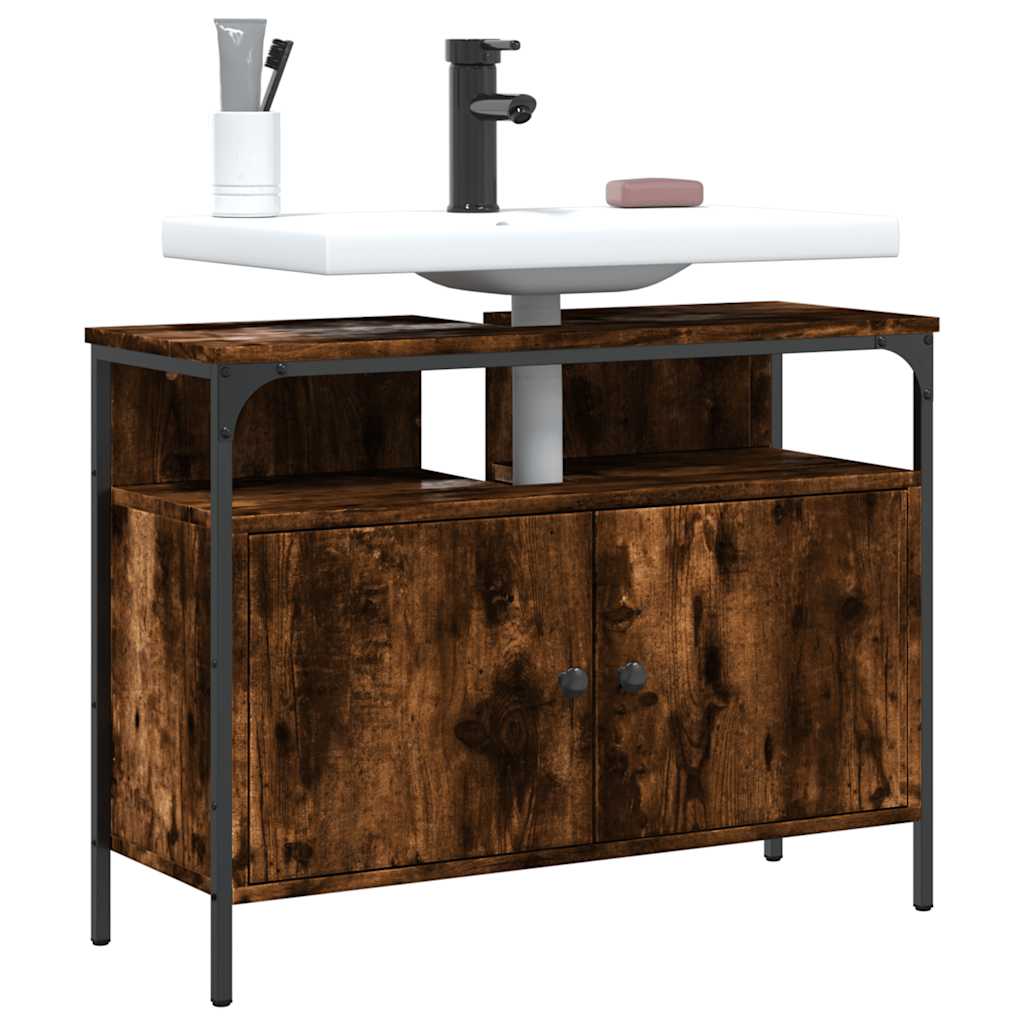 vidaXL Bathroom Sink Cabinet Smoked Oak 80x30x60 cm Engineered Wood