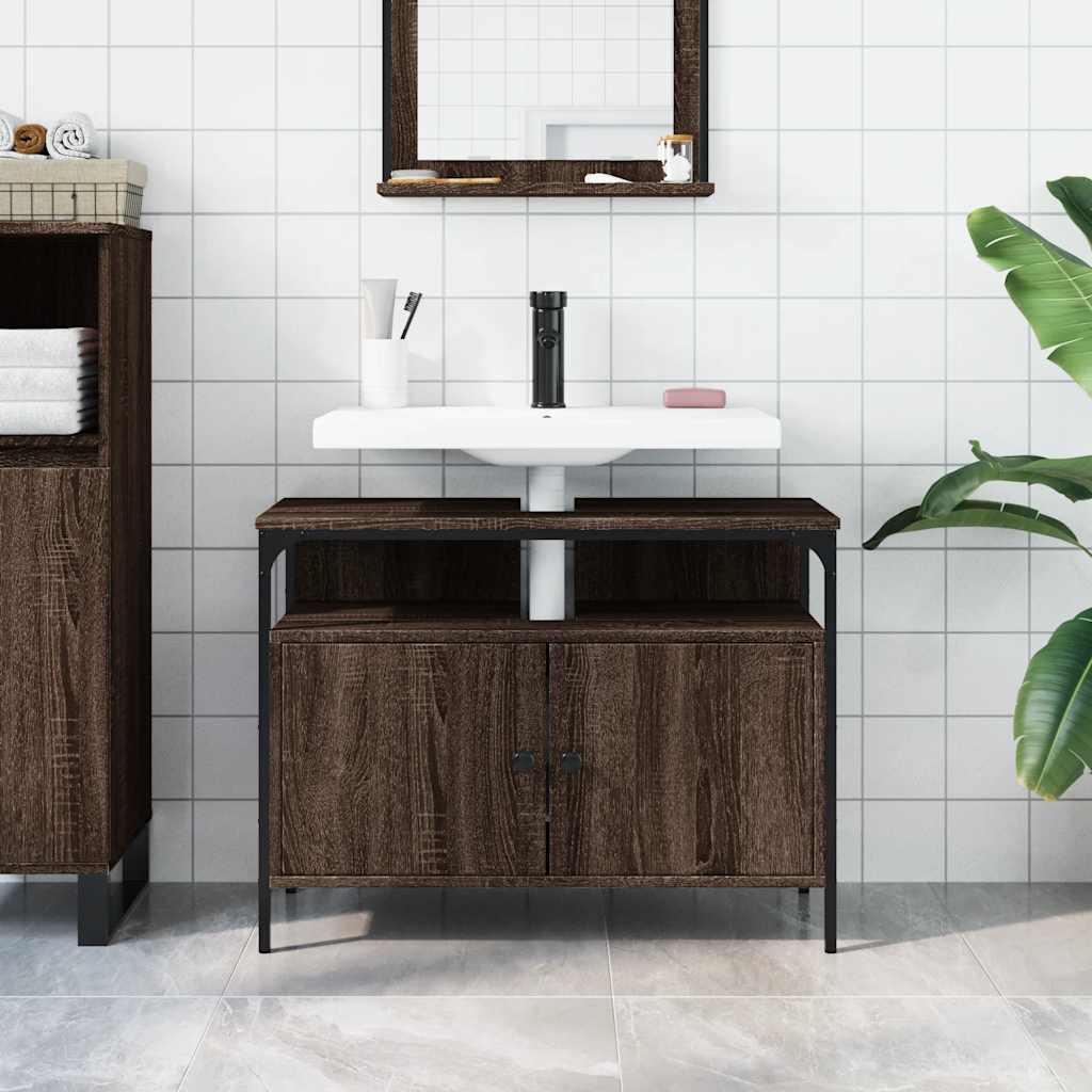 vidaXL Bathroom Sink Cabinet Brown Oak 80x30x60 cm Engineered Wood