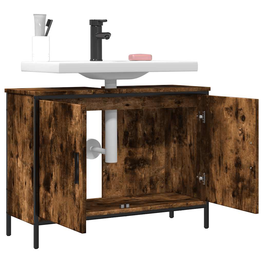 vidaXL Bathroom Sink Cabinet Smoked Oak 80x30x60 cm Engineered Wood
