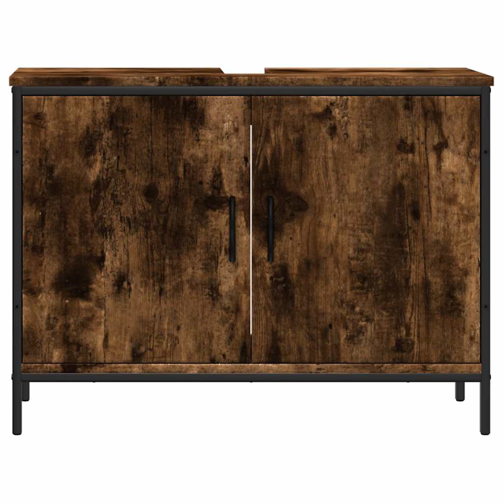 vidaXL Bathroom Sink Cabinet Smoked Oak 80x30x60 cm Engineered Wood