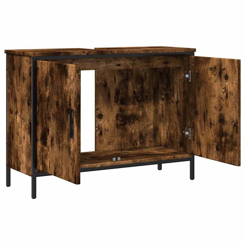 vidaXL Bathroom Sink Cabinet Smoked Oak 80x30x60 cm Engineered Wood