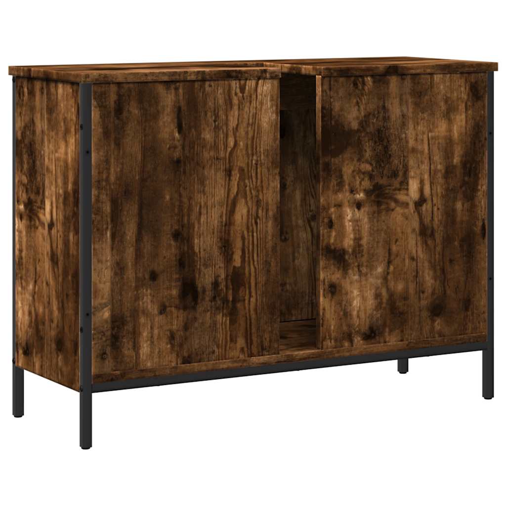 vidaXL Bathroom Sink Cabinet Smoked Oak 80x30x60 cm Engineered Wood