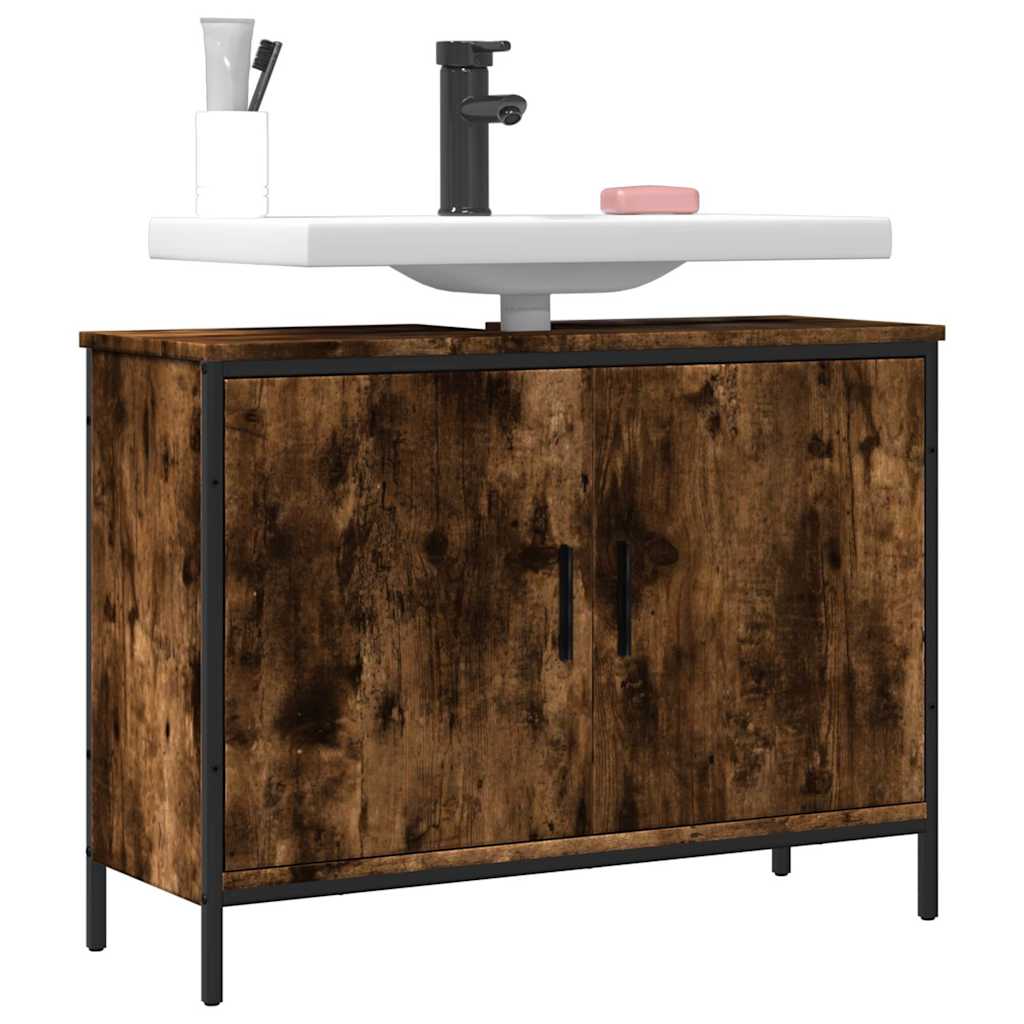 vidaXL Bathroom Sink Cabinet Smoked Oak 80x30x60 cm Engineered Wood