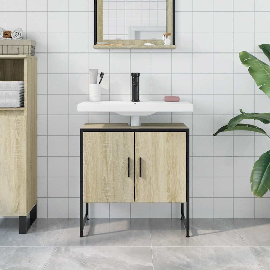vidaXL Bathroom Sink Cabinet Sonoma Oak 60x33x60 cm Engineered Wood