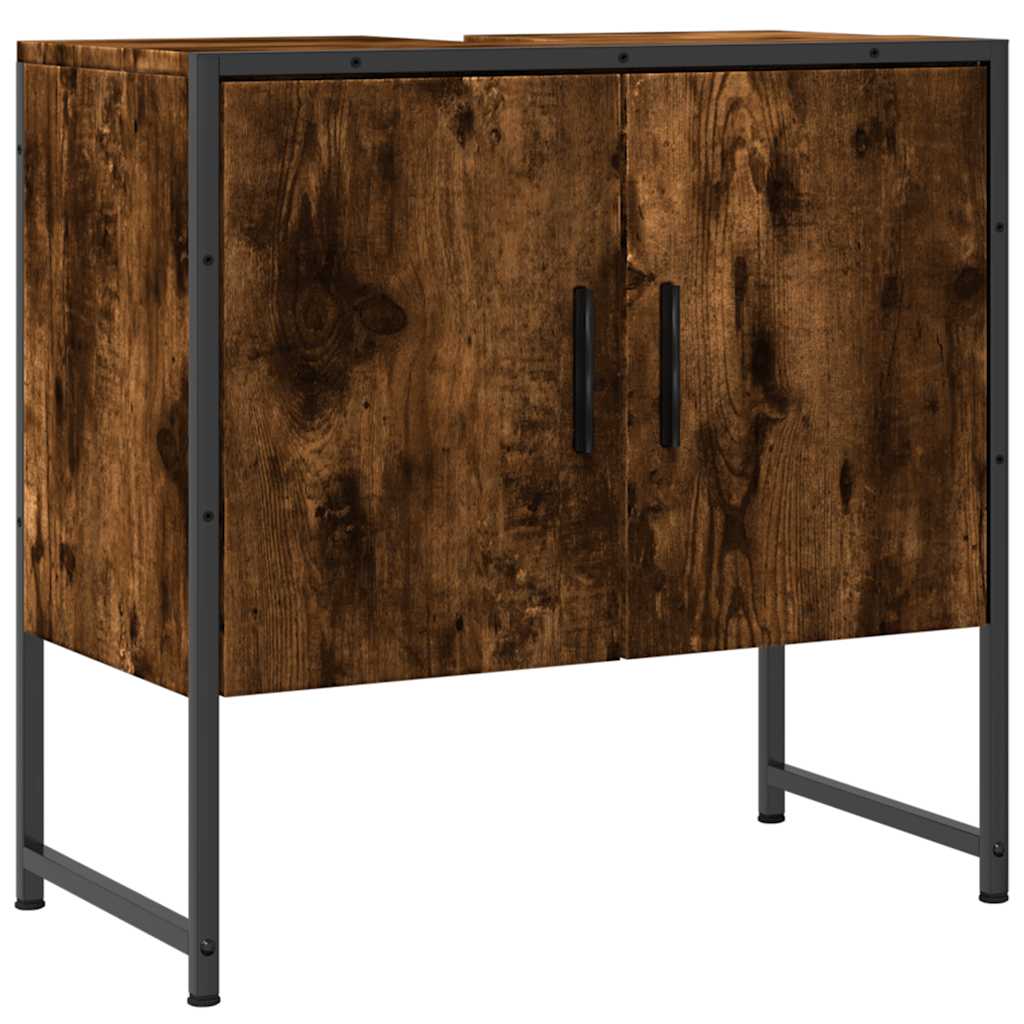vidaXL Bathroom Sink Cabinet Smoked Oak 60x33x60 cm Engineered Wood