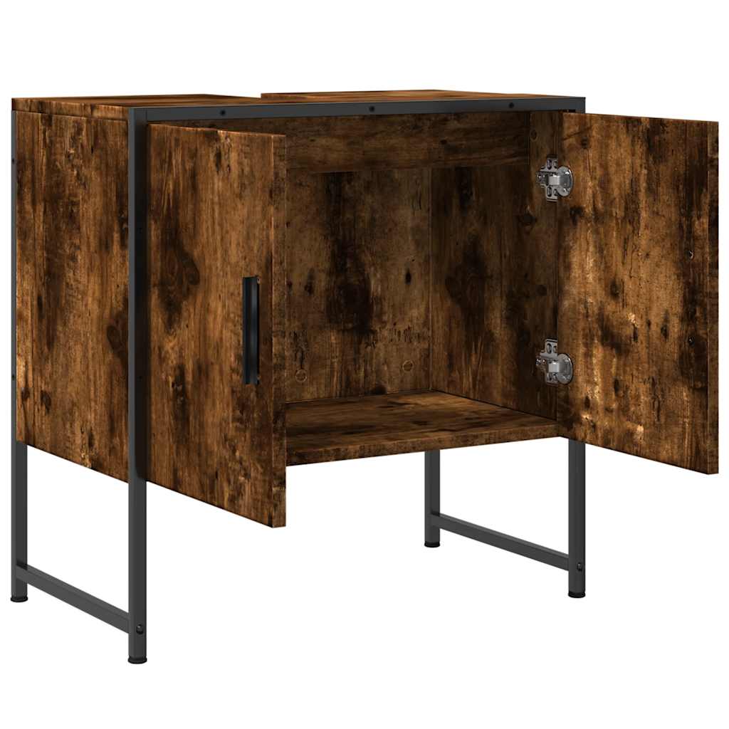 vidaXL Bathroom Sink Cabinet Smoked Oak 60x33x60 cm Engineered Wood