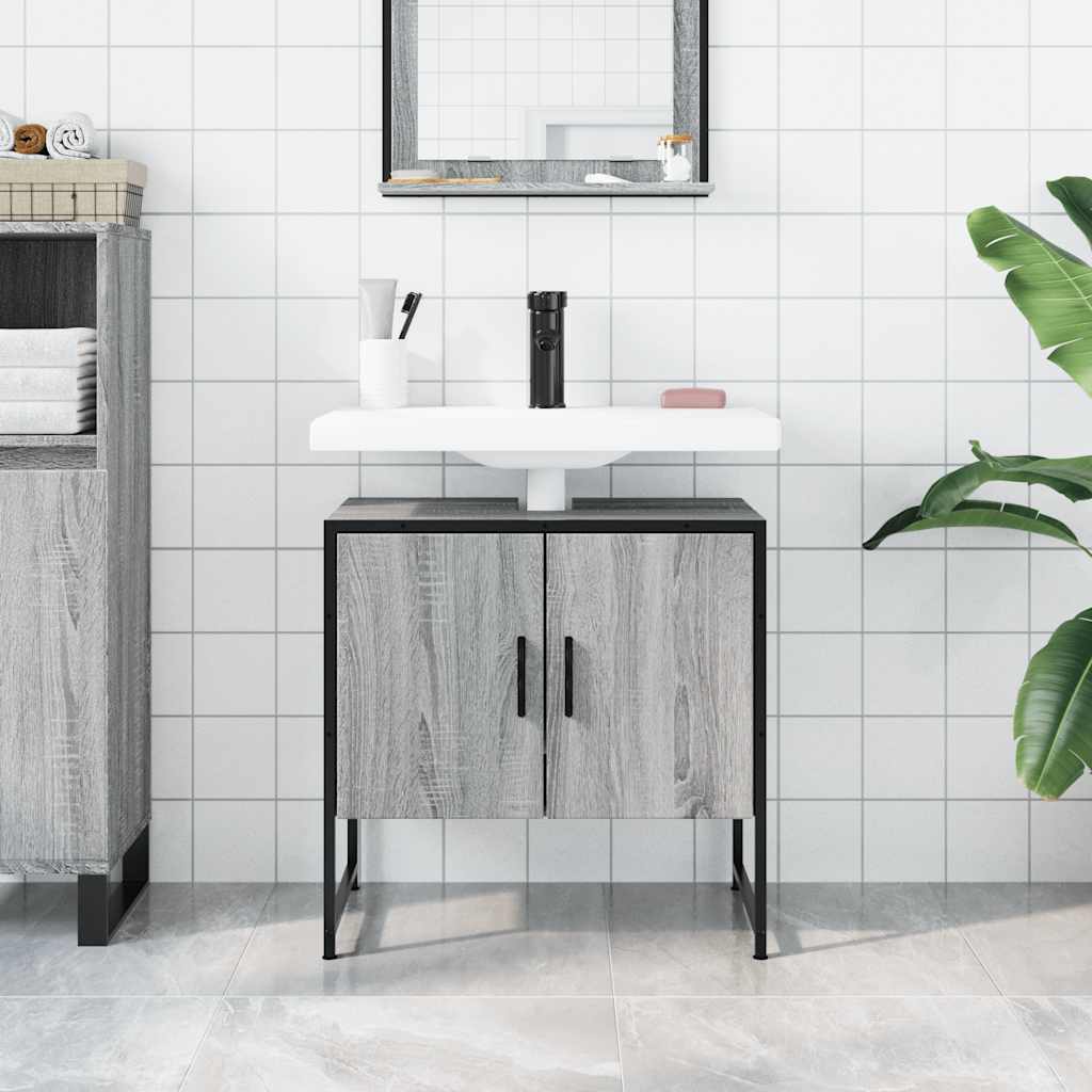 vidaXL Bathroom Sink Cabinet Grey Sonoma 60x33x60 cm Engineered Wood