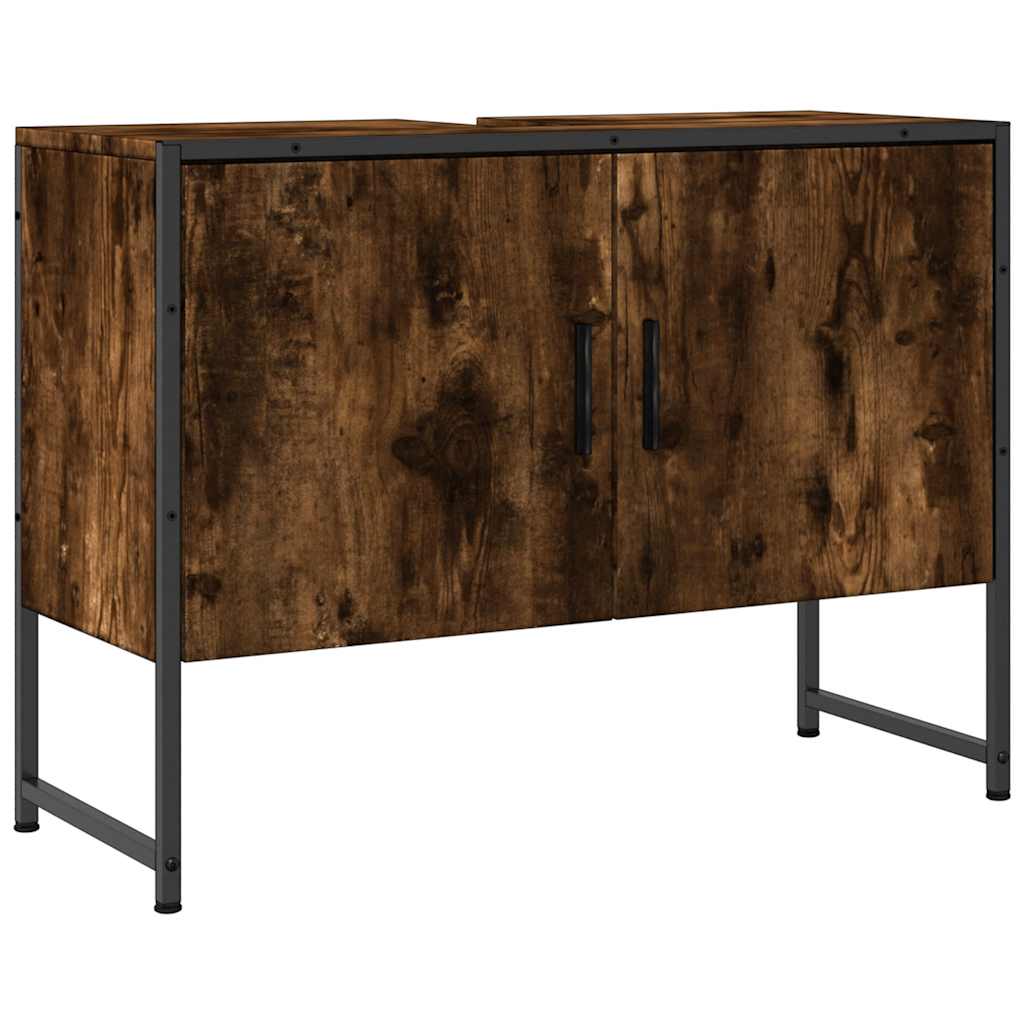 vidaXL Bathroom Sink Cabinet Smoked Oak 80x33x60 cm Engineered Wood