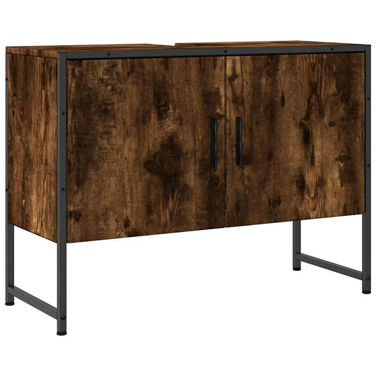 vidaXL Bathroom Sink Cabinet Smoked Oak 80x33x60 cm Engineered Wood