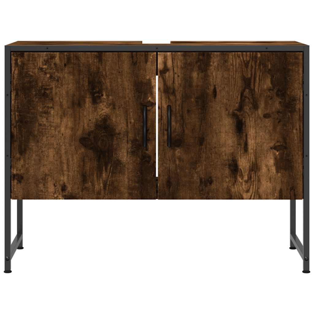 vidaXL Bathroom Sink Cabinet Smoked Oak 80x33x60 cm Engineered Wood