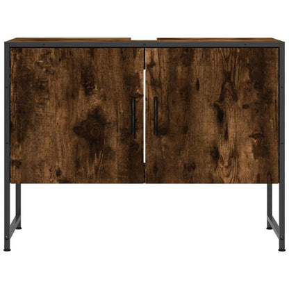 vidaXL Bathroom Sink Cabinet Smoked Oak 80x33x60 cm Engineered Wood