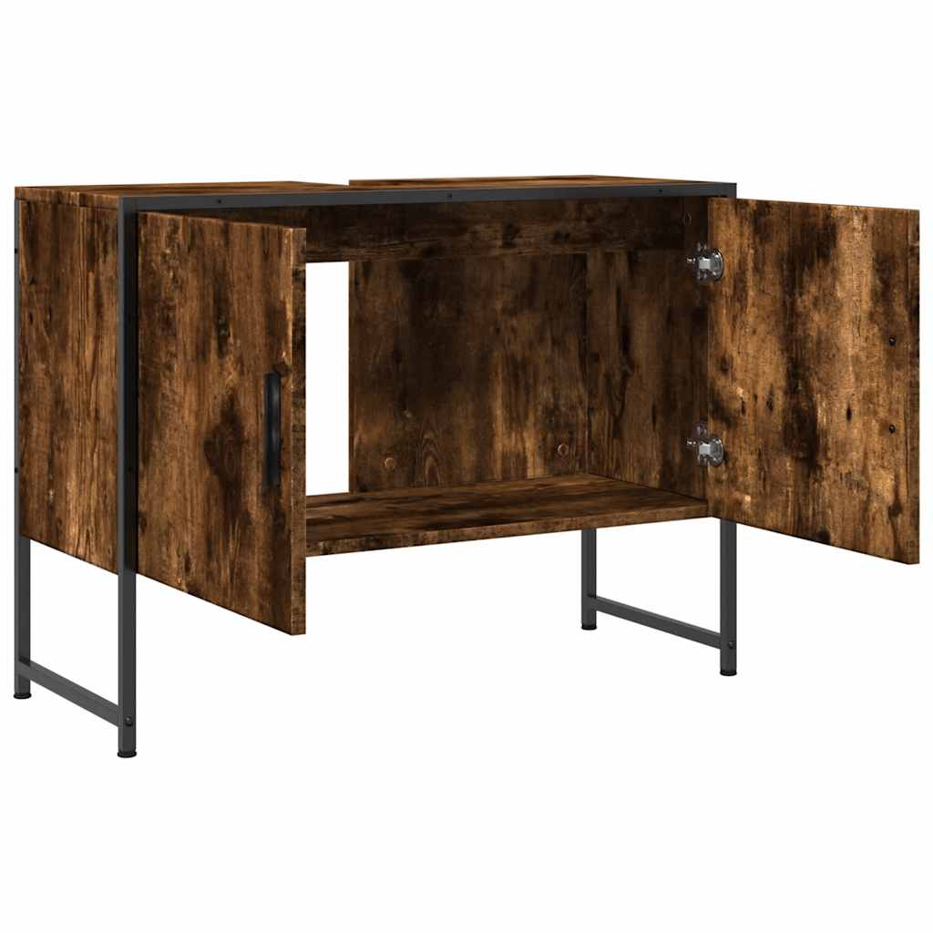 vidaXL Bathroom Sink Cabinet Smoked Oak 80x33x60 cm Engineered Wood