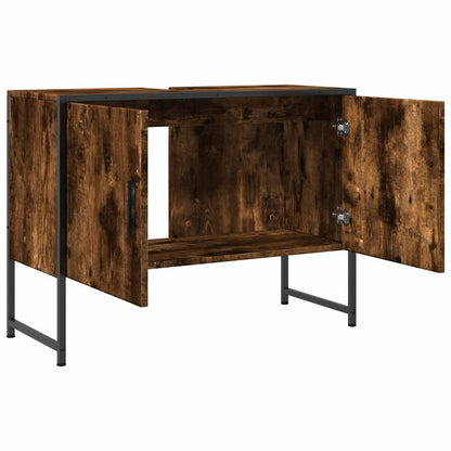 vidaXL Bathroom Sink Cabinet Smoked Oak 80x33x60 cm Engineered Wood