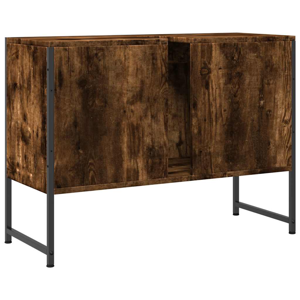 vidaXL Bathroom Sink Cabinet Smoked Oak 80x33x60 cm Engineered Wood
