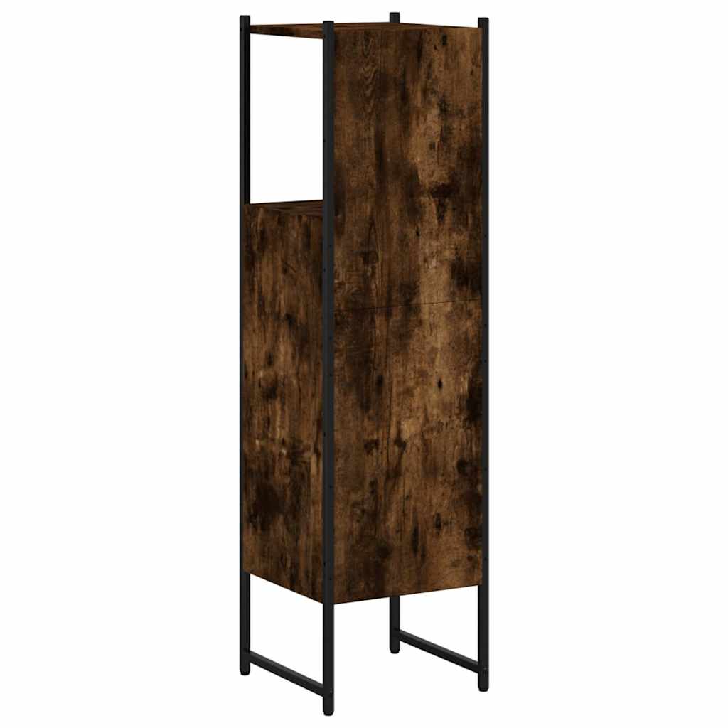 vidaXL Bathroom Cabinet Smoked Oak 33x33x120.5 cm Engineered Wood