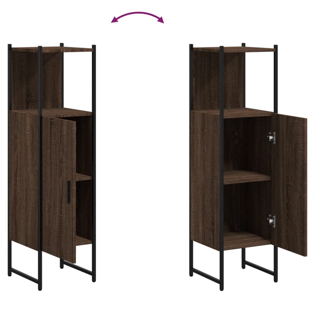vidaXL Bathroom Cabinet Brown Oak 33x33x120.5 cm Engineered Wood