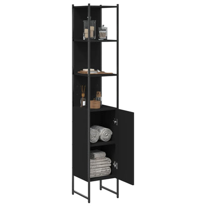vidaXL Tall Bathroom Cabinet | Black | Engineered wood | Rectangular