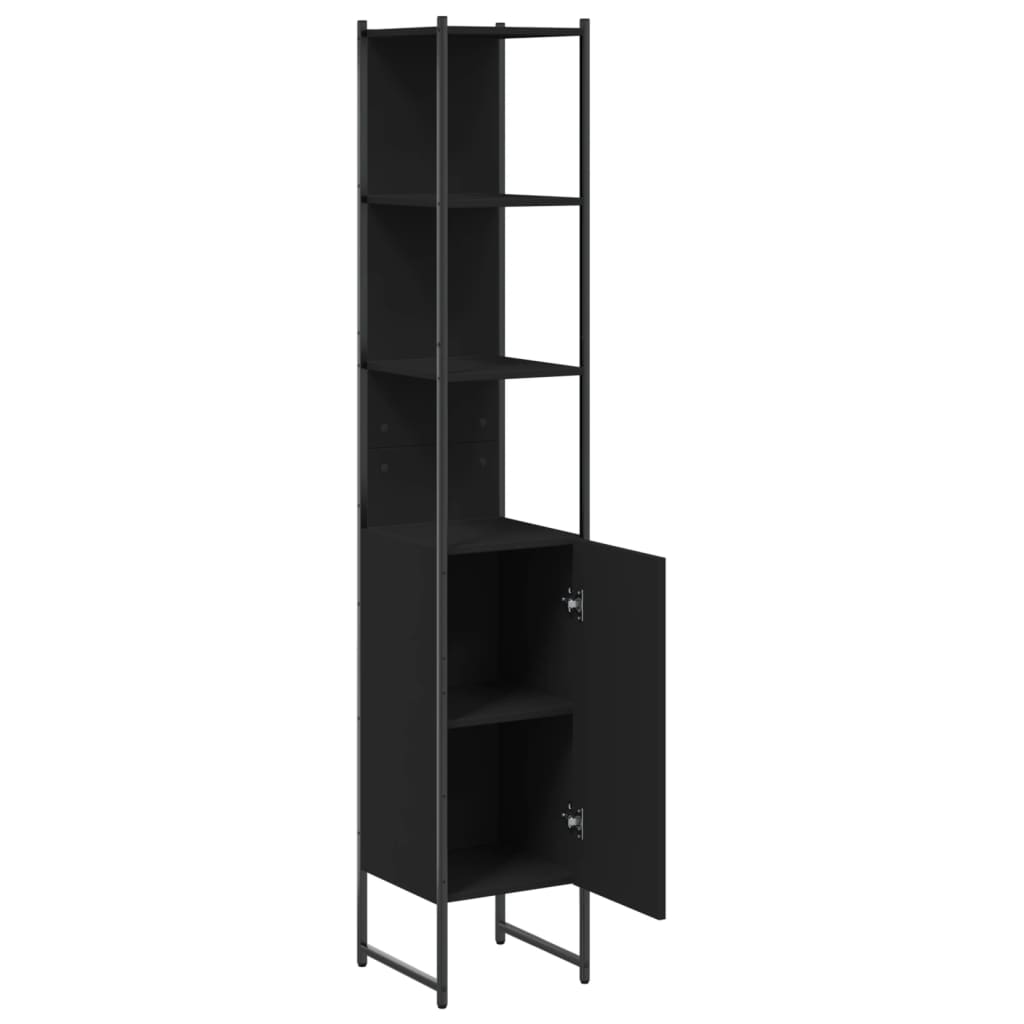 vidaXL Tall Bathroom Cabinet | Black | Engineered wood | Rectangular