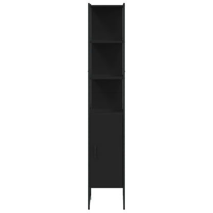 vidaXL Tall Bathroom Cabinet | Black | Engineered wood | Rectangular