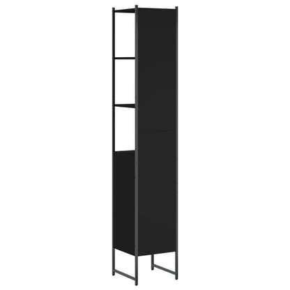 vidaXL Tall Bathroom Cabinet | Black | Engineered wood | Rectangular