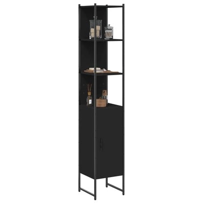vidaXL Tall Bathroom Cabinet | Black | Engineered wood | Rectangular