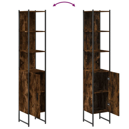 vidaXL Bathroom Cabinet Smoked Oak 33x33x185.5 cm Engineered Wood