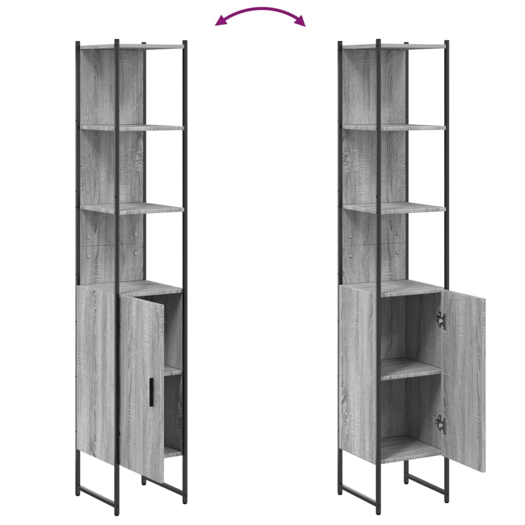 vidaXL Bathroom Cabinet Grey Sonoma 33x33x185.5 cm Engineered Wood