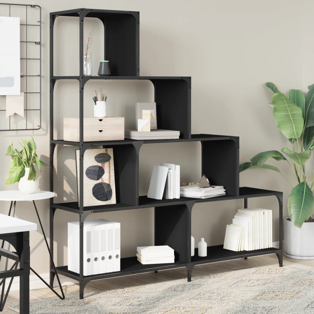 vidaXL Bookcase 4-Stair Black 139x33,5x149 cm Engineered Wood