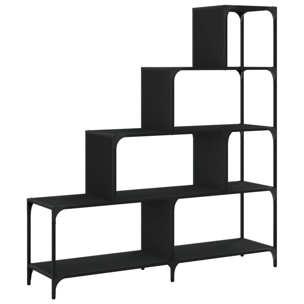 vidaXL Bookcase 4-Stair Black 139x33,5x149 cm Engineered Wood