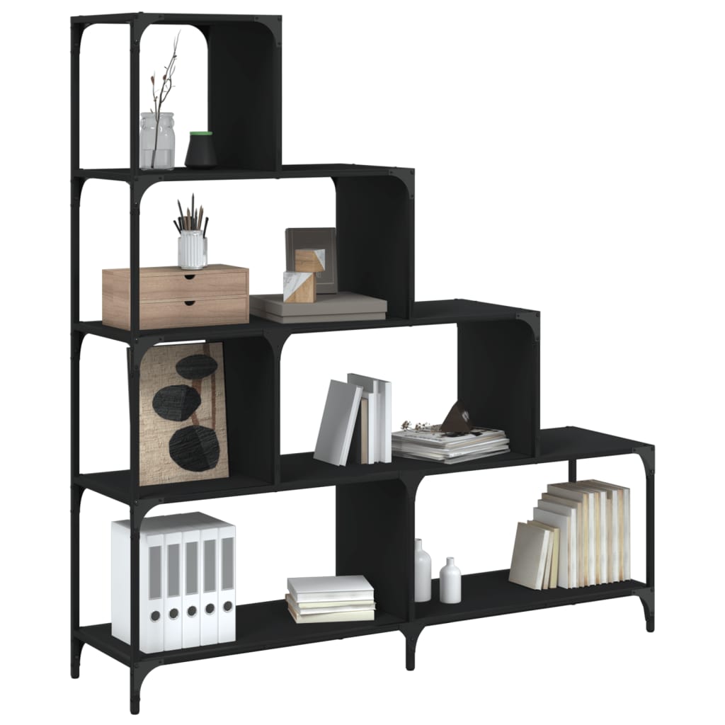 vidaXL Bookcase 4-Stair Black 139x33,5x149 cm Engineered Wood