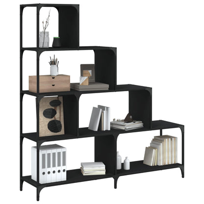 vidaXL Bookcase 4-Stair Black 139x33,5x149 cm Engineered Wood