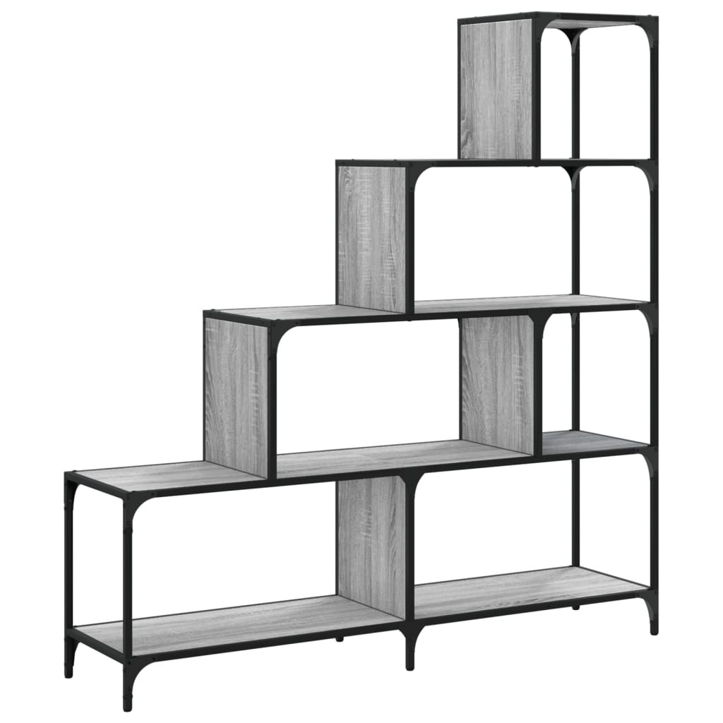 vidaXL Bookcase 4-Stair Grey Sonoma 139x33,5x149 cm Engineered Wood