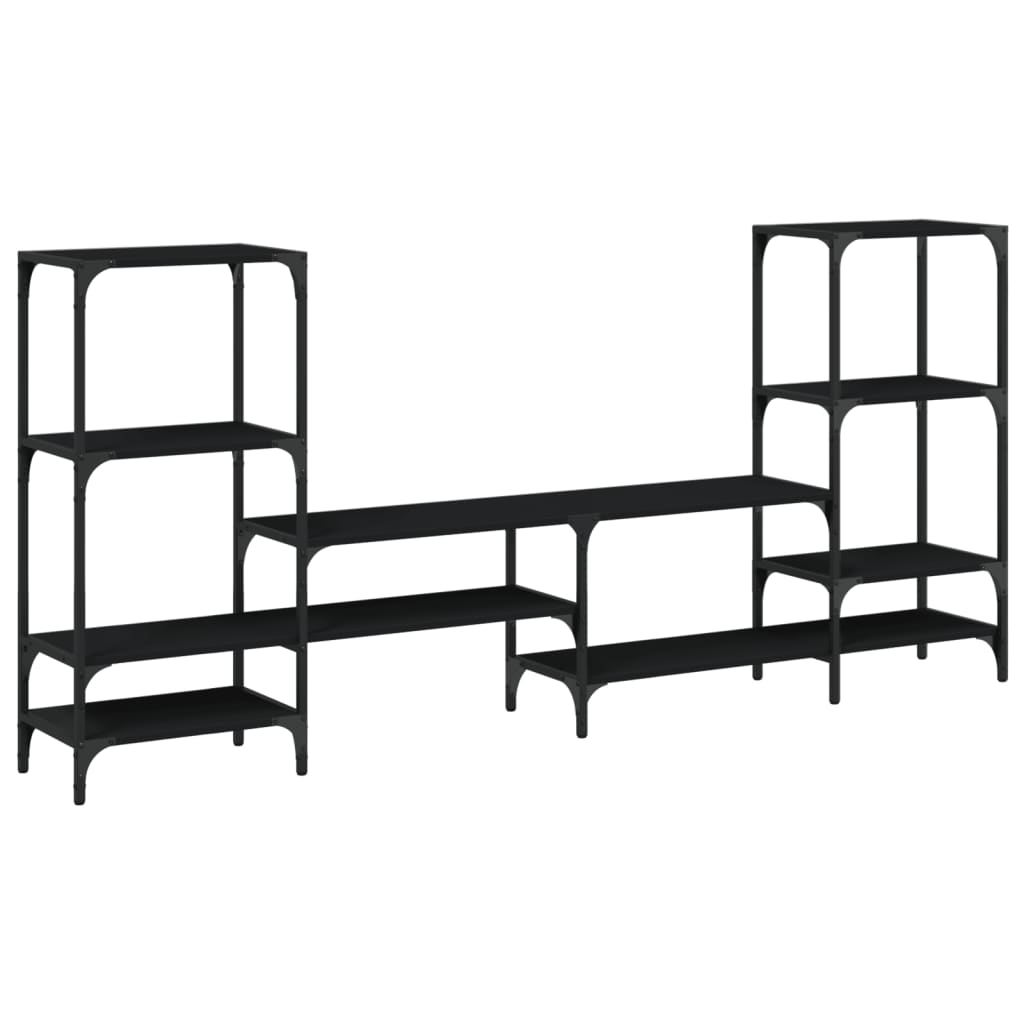 vidaXL TV Cabinet Black 206.5x28.5x95 cm Engineered Wood