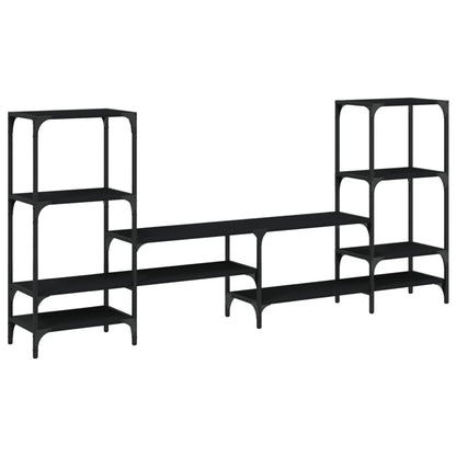 vidaXL TV Cabinet Black 206.5x28.5x95 cm Engineered Wood