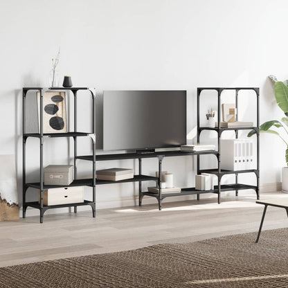 vidaXL TV Cabinet Black 206,5x28,5x95 cm Engineered Wood