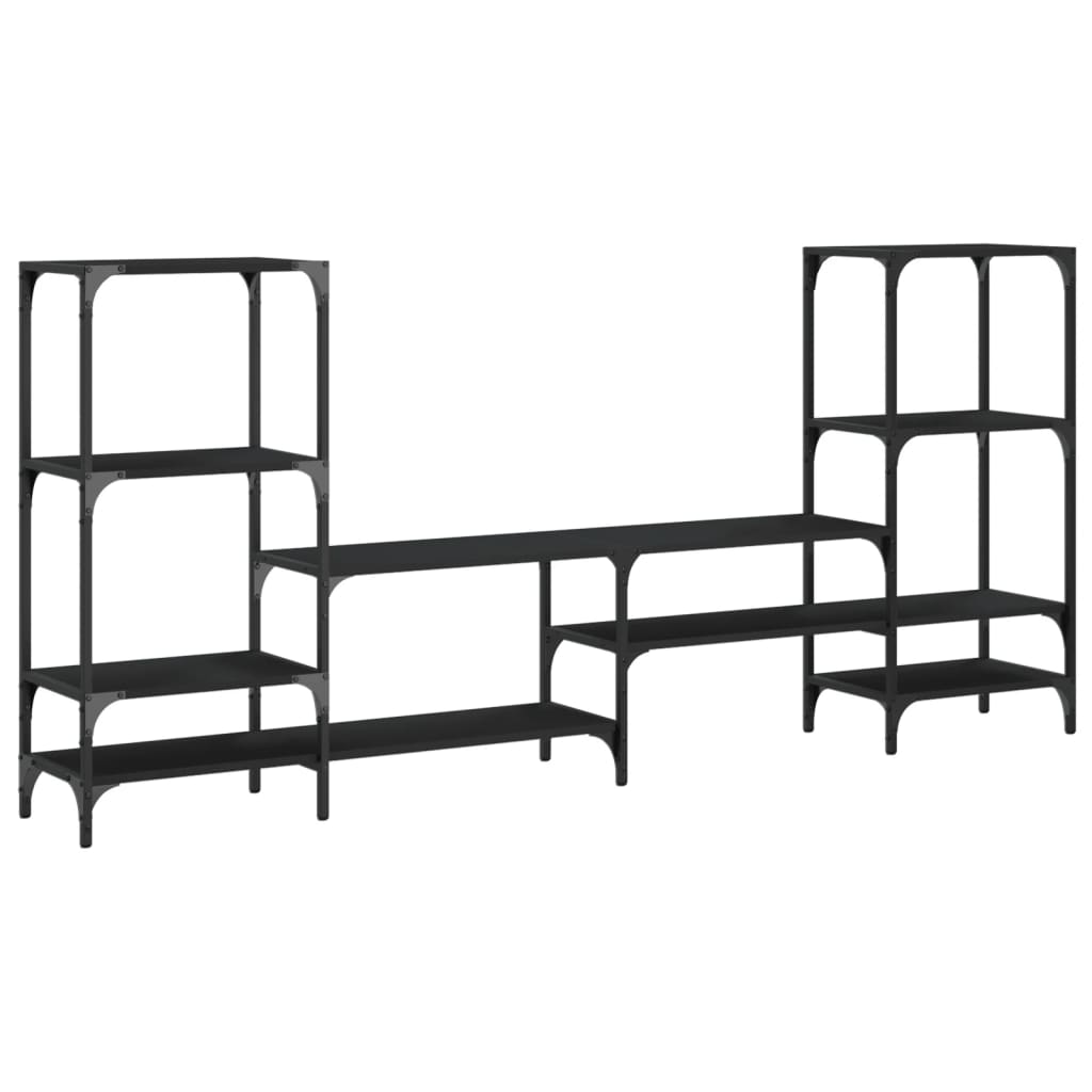 vidaXL TV Cabinet Black 206,5x28,5x95 cm Engineered Wood