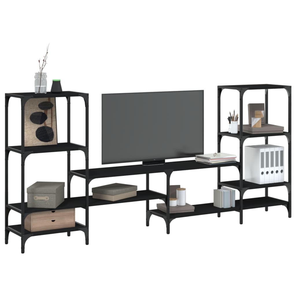 vidaXL TV Cabinet Black 206.5x28.5x95 cm Engineered Wood
