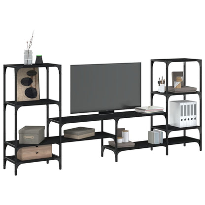 vidaXL TV Cabinet Black 206.5x28.5x95 cm Engineered Wood