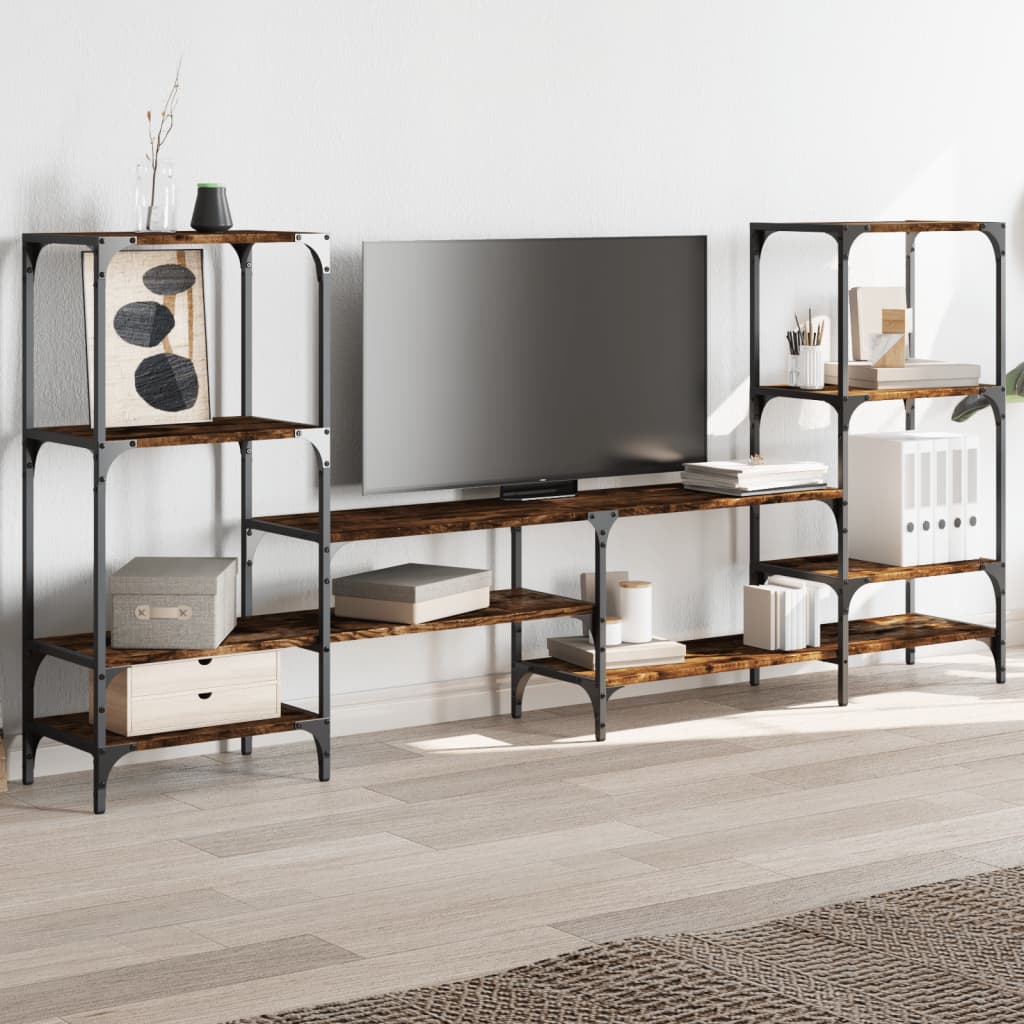 vidaXL TV Cabinet Smoked Oak 206.5x28.5x95 cm Engineered Wood