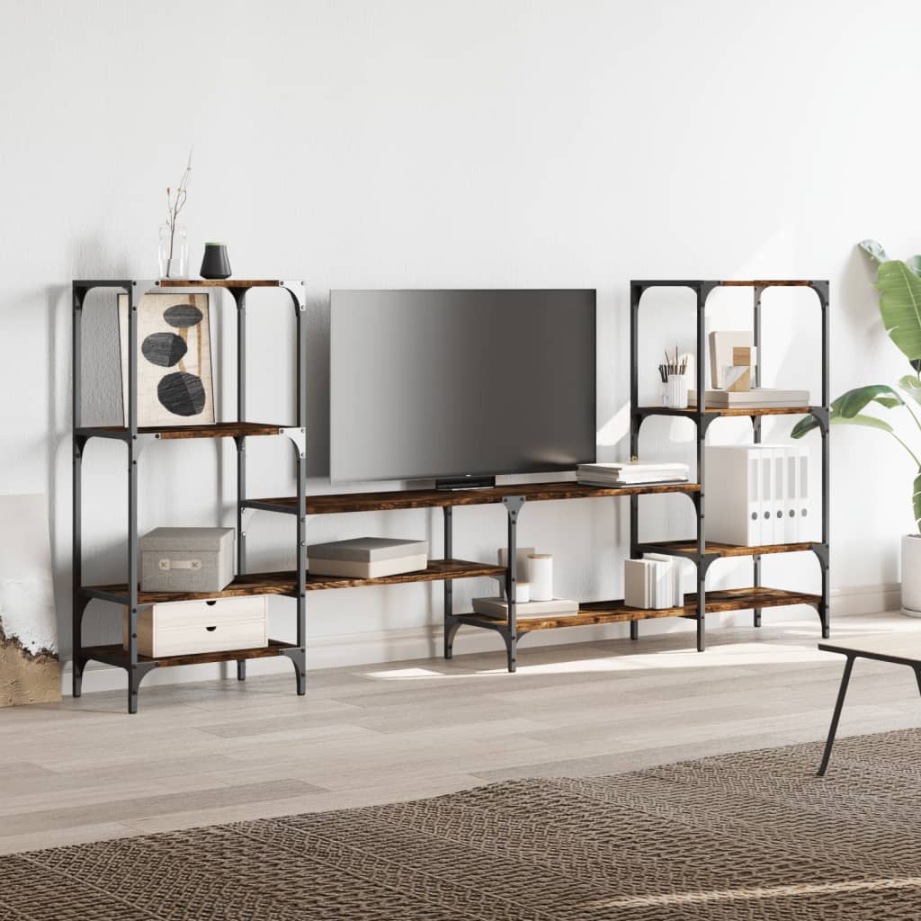 vidaXL TV Cabinet Smoked Oak 206,5x28,5x95 cm Engineered Wood