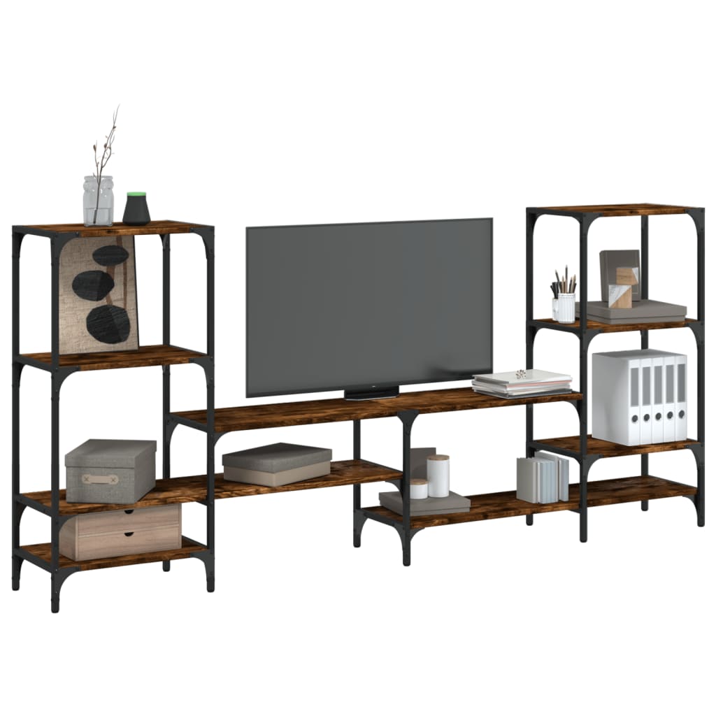 vidaXL TV Cabinet Smoked Oak 206.5x28.5x95 cm Engineered Wood