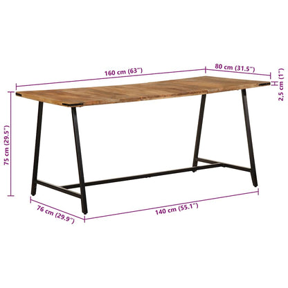 vidaXL Dining Table 160x80x75 cm Solid Wood Mango