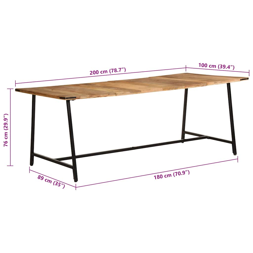 vidaXL Dining Table 200x100x75 cm Solid Wood Mango