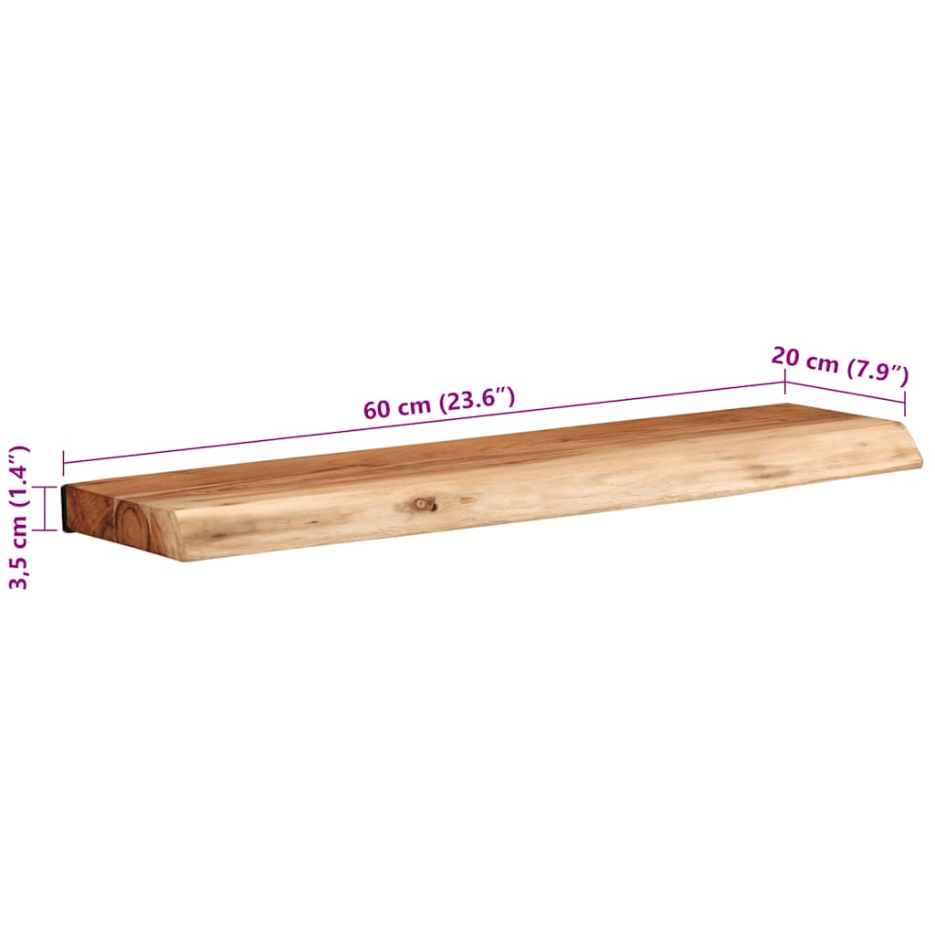 vidaXL Wall Shelves 2 pcs 60x20x3.5 cm Solid Wood Acacia