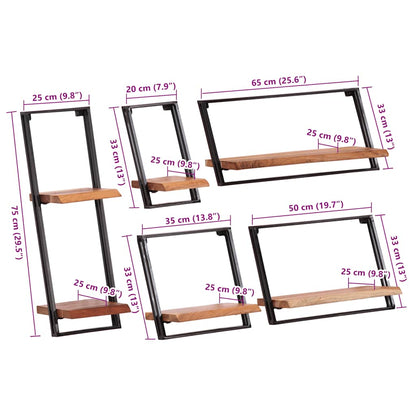 vidaXL Wall Shelves 5 pcs Solid Wood Acacia