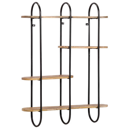 vidaXL Wall Shelf 90x20x116.5 cm Solid Rough Wood Mango