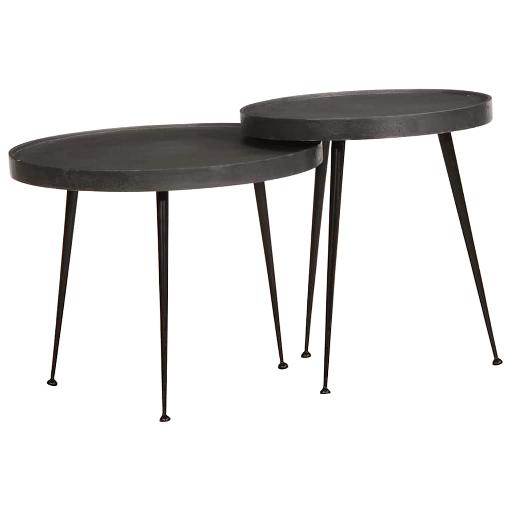 vidaXL Coffee Table 2 pcs Black Engineered Wood