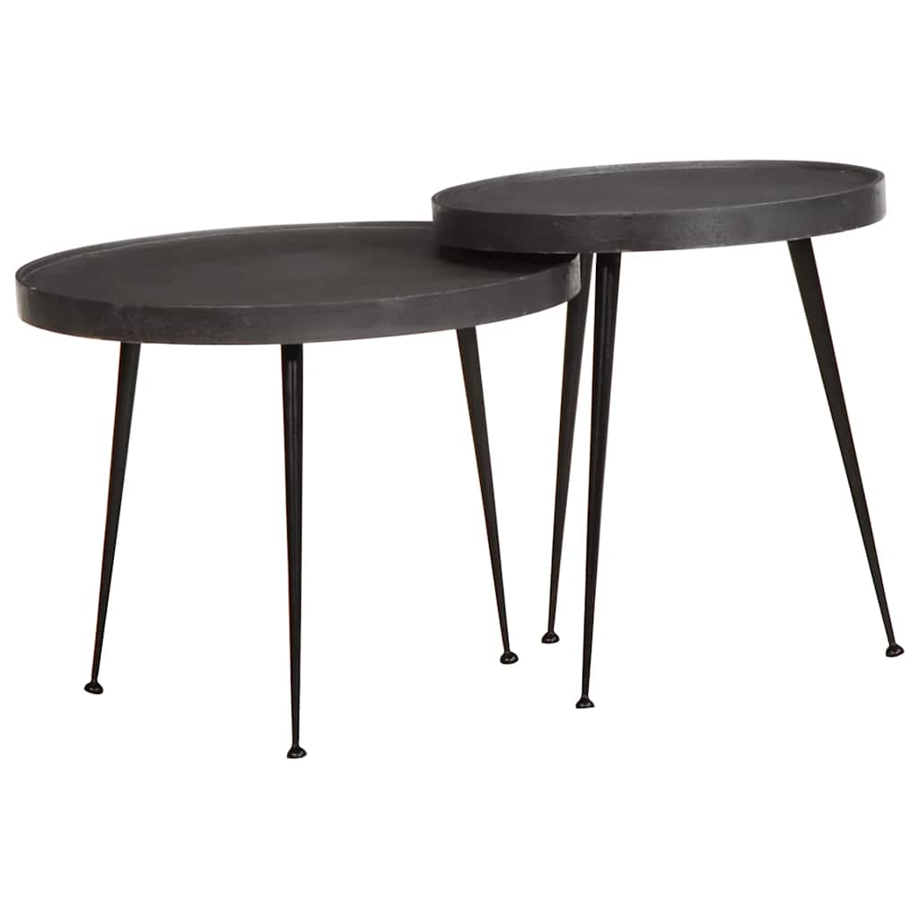 vidaXL Coffee Table 2 pcs Black Engineered Wood
