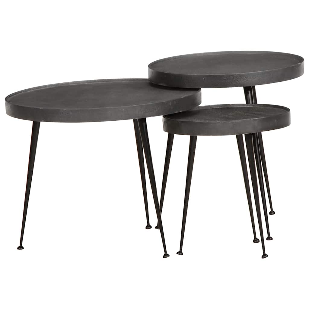 vidaXL Coffee Table 3 pcs Black Engineered Wood
