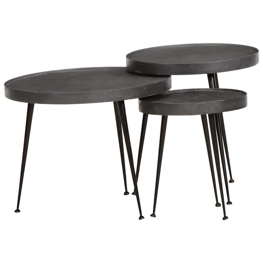 vidaXL Coffee Table 3 pcs Black Engineered Wood